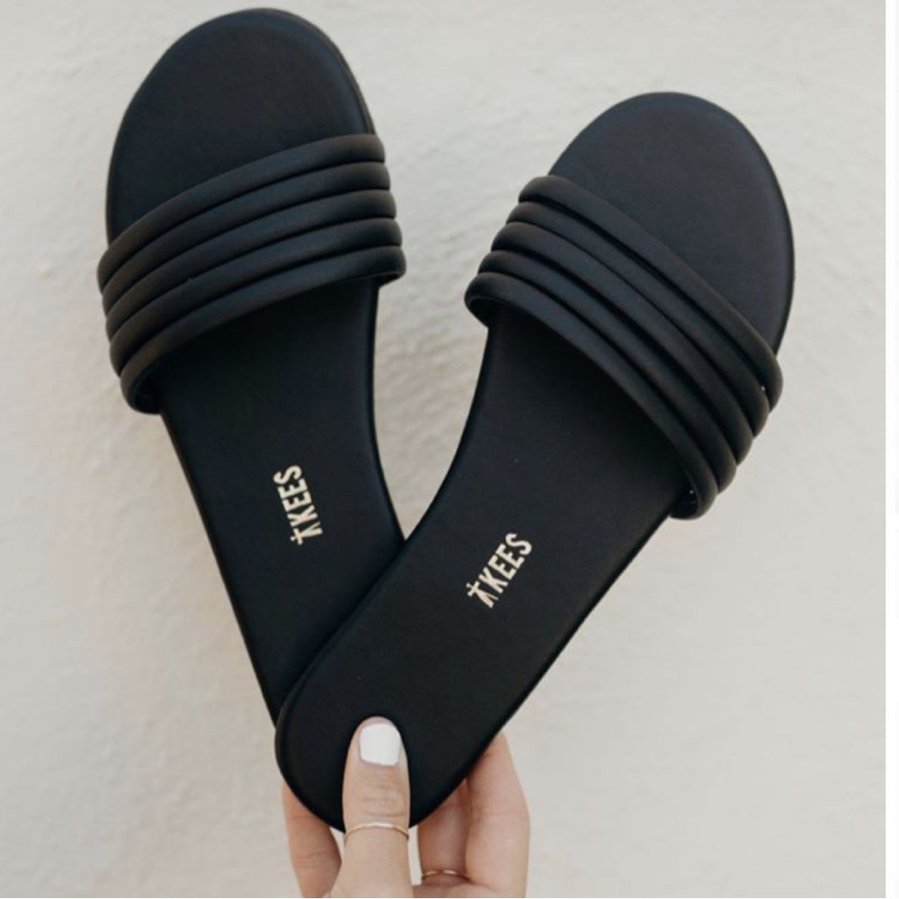 TKEES Black Slide Sandals for Women